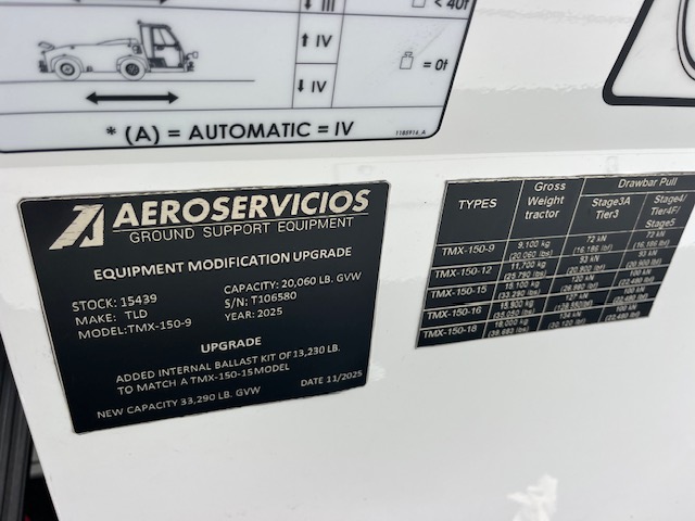 Push Back Tractor TLD TMX-150-15 Tier 4F