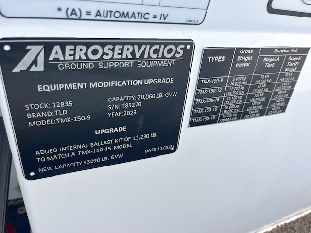 Push Back Tractor TLD TMX-150-15 Tier 4F