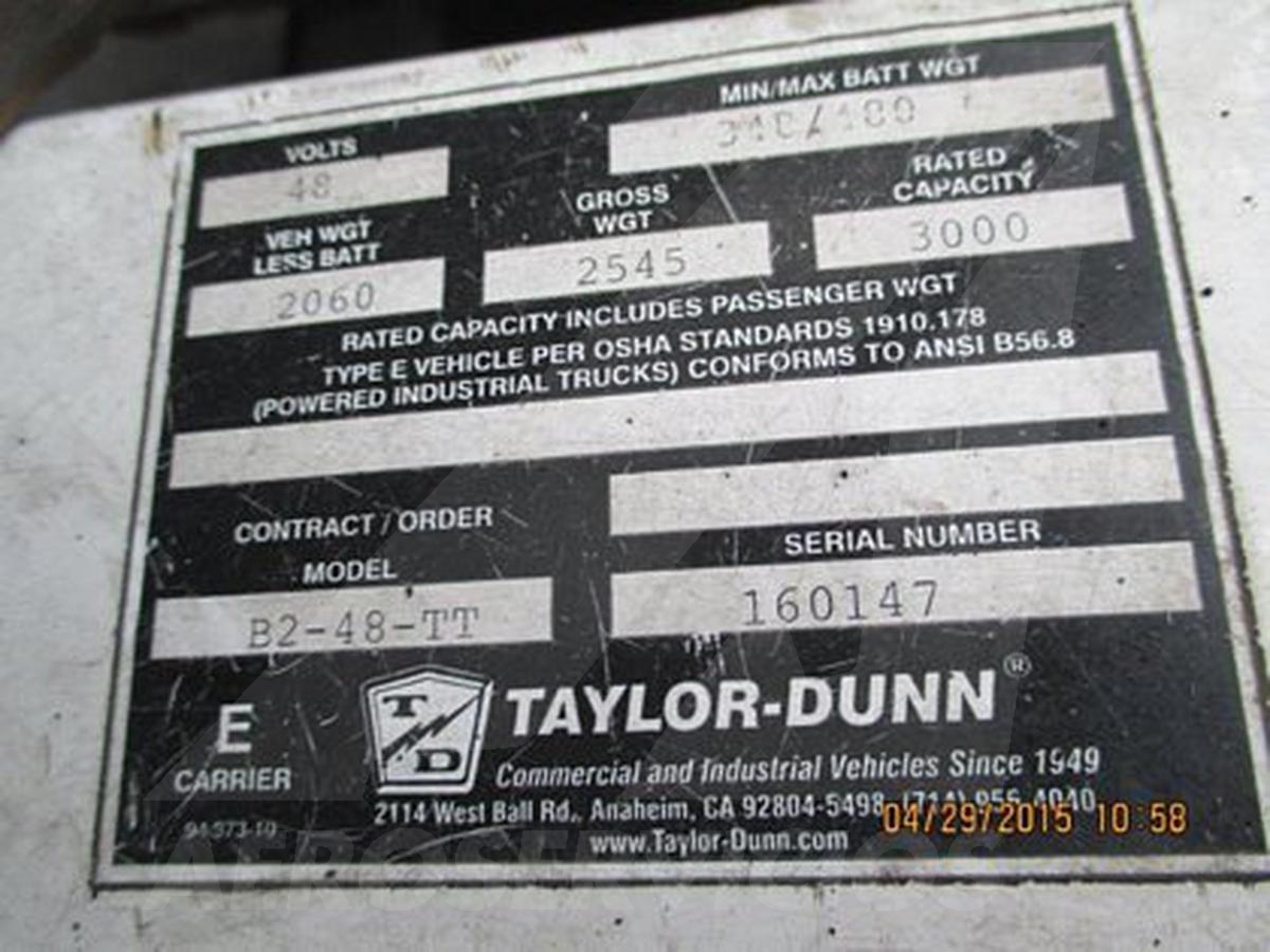 Utility Vehicle Taylor-Dunn B2-48-TT