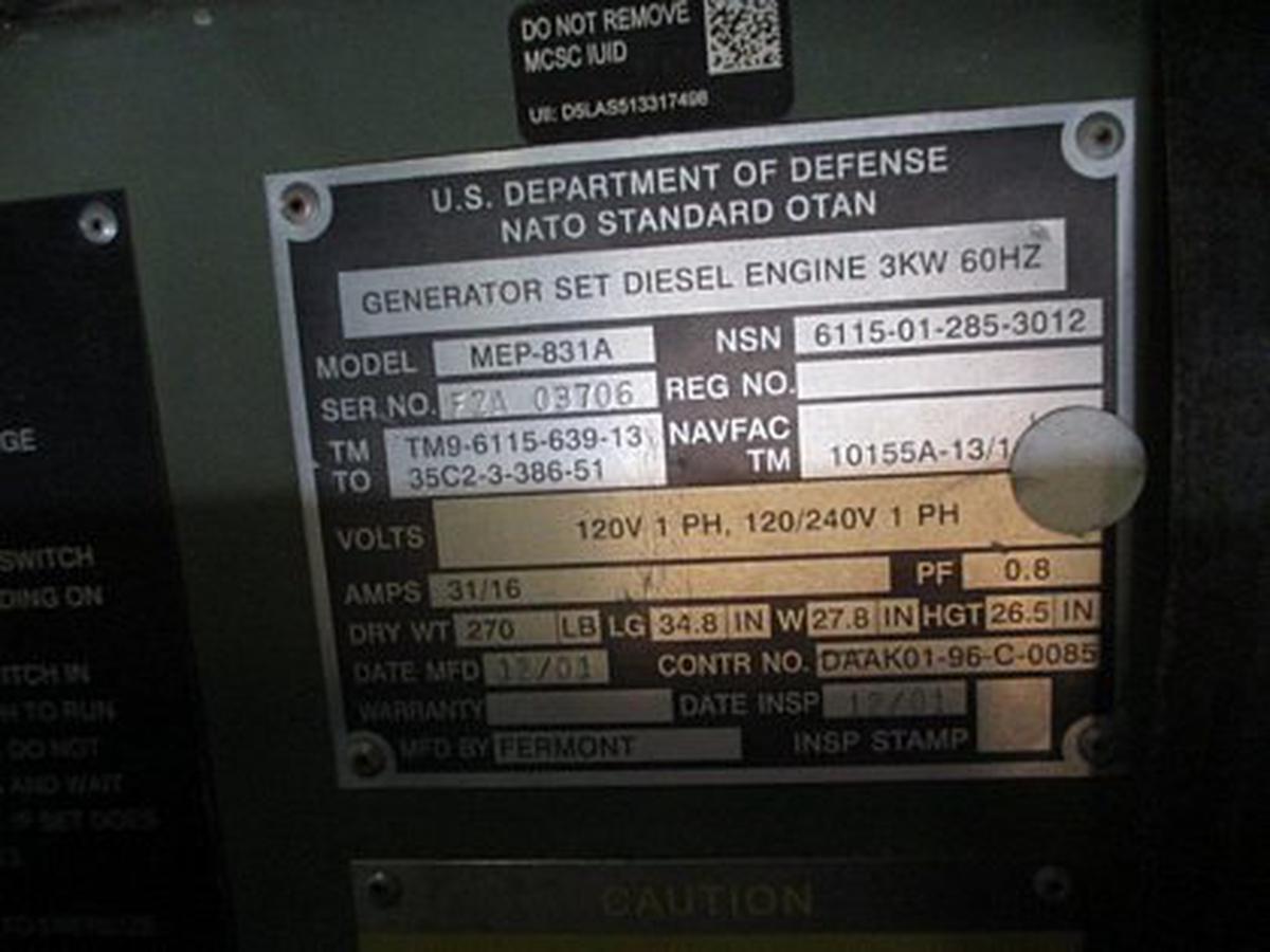 Generator Fermont MEP-831A