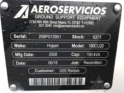 Ground Power Unit Hobart 180CU20 - 180 Kva