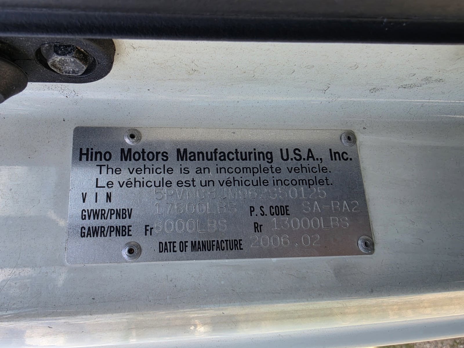 Truck Chassis Hino