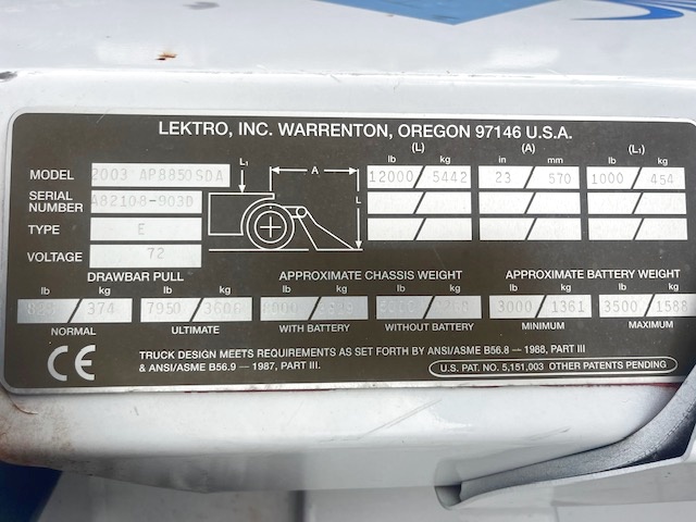 Towbarless Push Back Tractor Lektro AP-8850-SDA