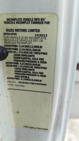 Truck Chassis Isuzu NPR-HD Diesel