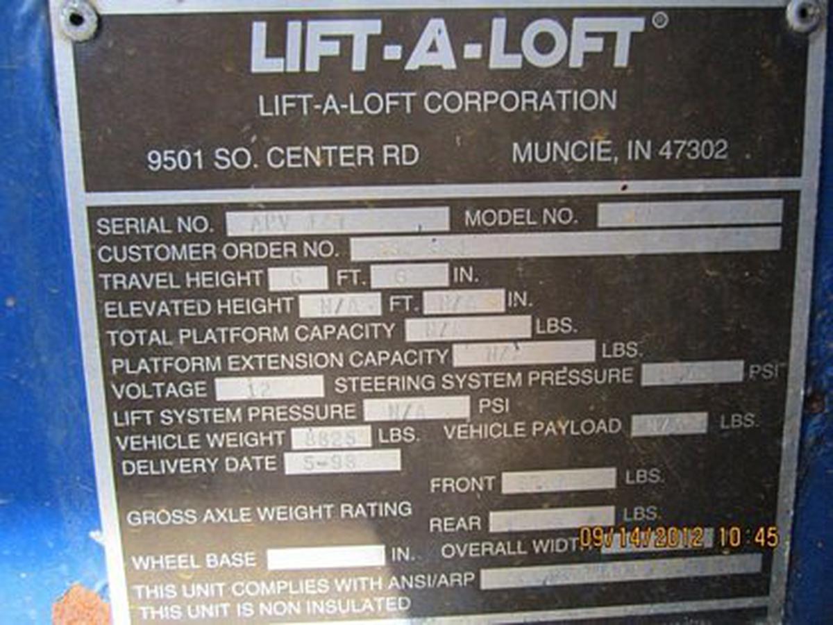 Tank Lift-A-Loft APV- LAV