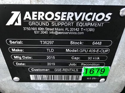 Ground Power Unit TLD GPU 409-E-CUP Tier 3