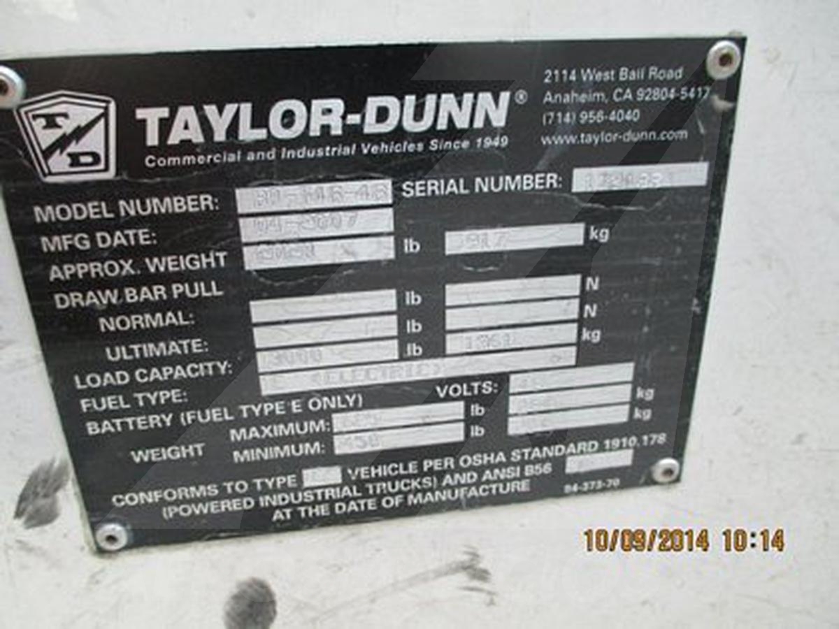 Electric Utility Vehicle Taylor-Dunn BO-T48-48
