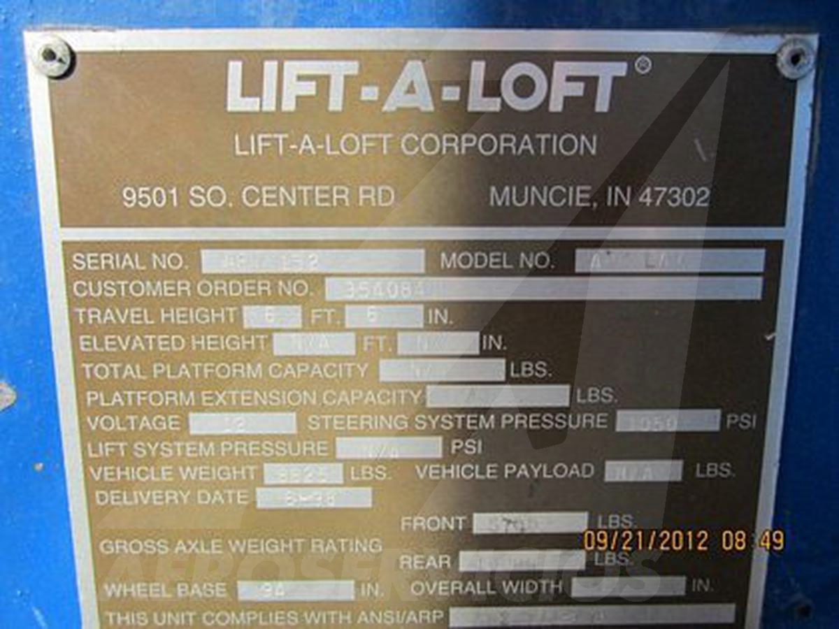 Lavatory Truck  Lift-A-Loft APV- LAV