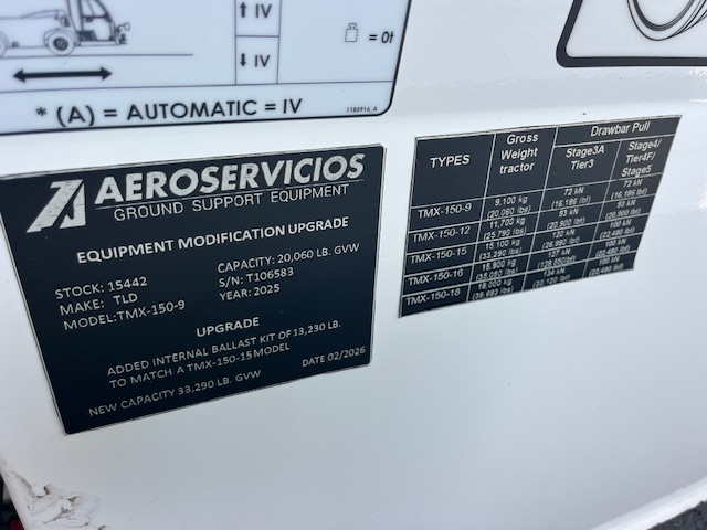 Push Back Tractor TLD TMX-150-15 Tier 4F