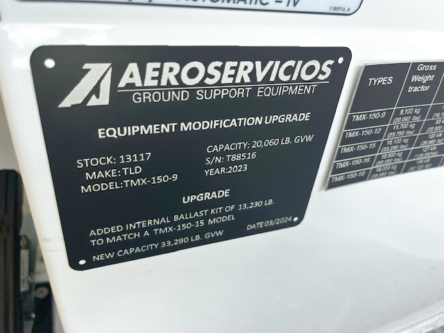 Push Back Tractor TLD TMX-150-9 Tier 4F