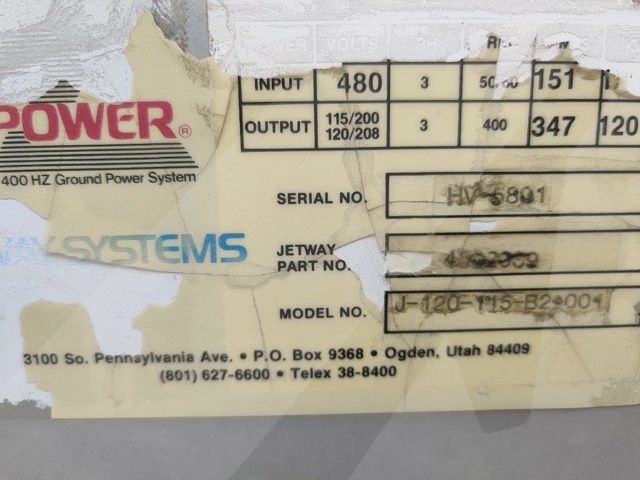 Ground Power Unit Jet Power - 120 kVA - 480V 3 Phase